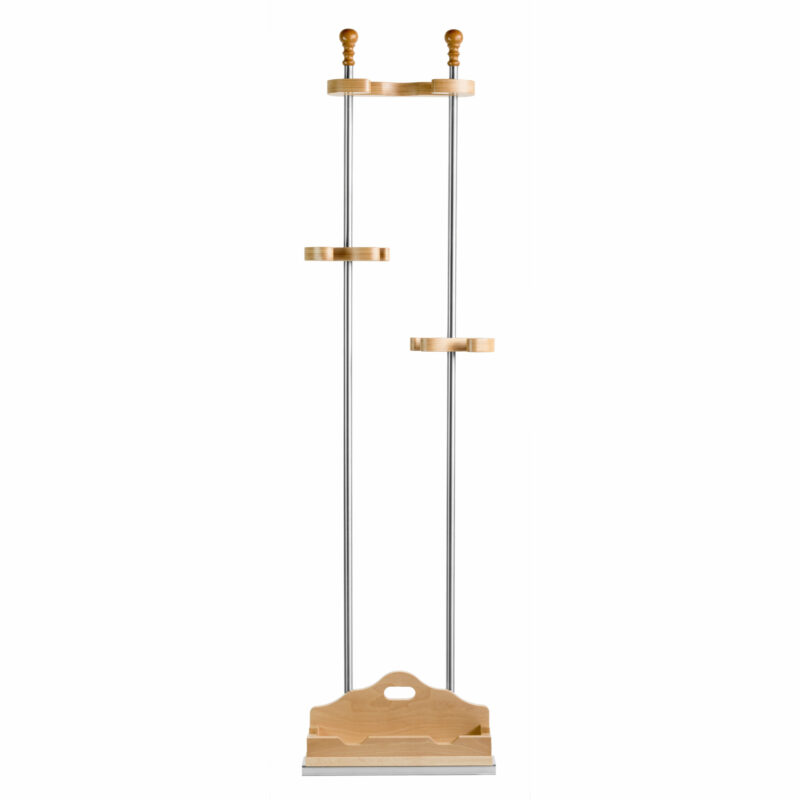 Supporto universale 3 posti in acciaio inox e legno, completo di poggia pale in legno - Image 2