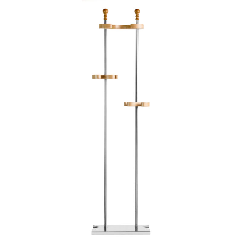 Supporto universale 3 posti in acciaio inox e legno, completo di poggia pale in legno - Image 3
