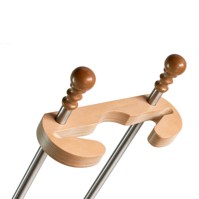 Supporto universale 3 posti in acciaio inox e legno, completo di poggia pale in legno - Image 6