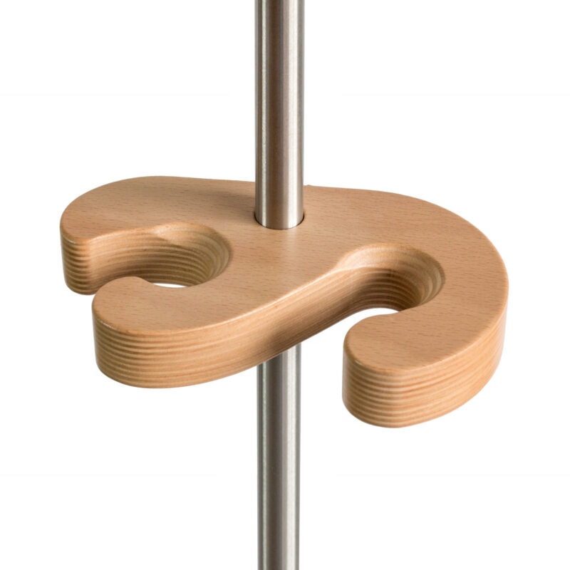 Supporto universale 3 posti in acciaio inox e legno, completo di poggia pale in legno - Image 8