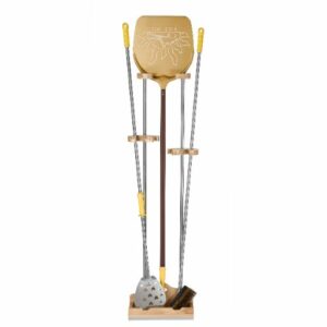 Universal 3-seater stainless steel and wood stand
