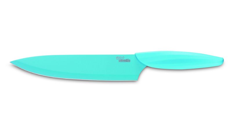 Coltello da cuoco con lama antiaderente azzurra