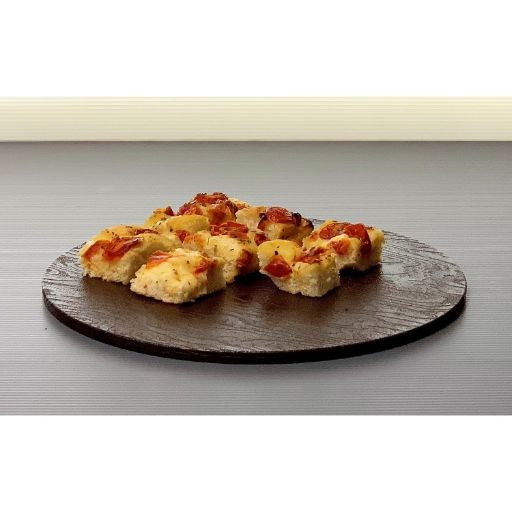 Tagliere rotondo per il servizio, effetto legno, diametro 25cm COLORE MARRONE