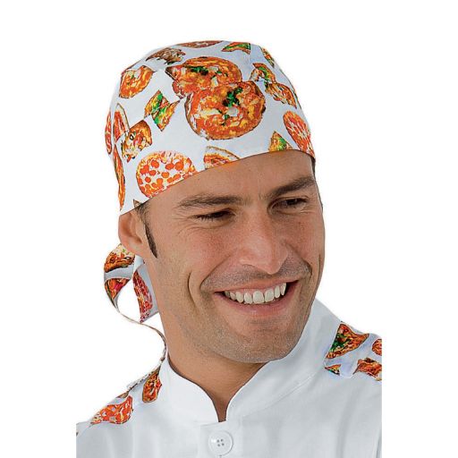 Bandana bianca con fantasia pizza
