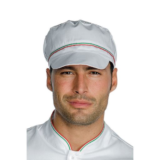 Cappellino da lavoro bianco con particolare tricolore