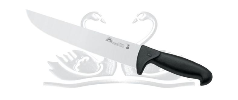 Coltello da macellaio con lama in acciaio al nitrogeno e manico nero, lunghezza lama 24cm