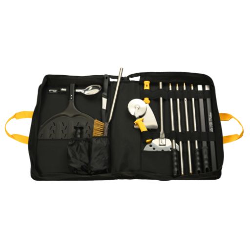 Kit Valigetta Pizzaiolo Professionale in tessuto morbido nero, completa di 7 attrezzi
