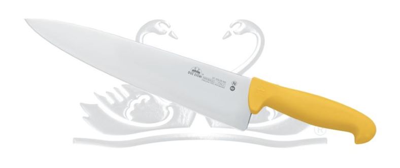 Coltello trinciante da cuoco con lama in acciaio al nitrogeno e manico giallo, lunghezza lama 25cm