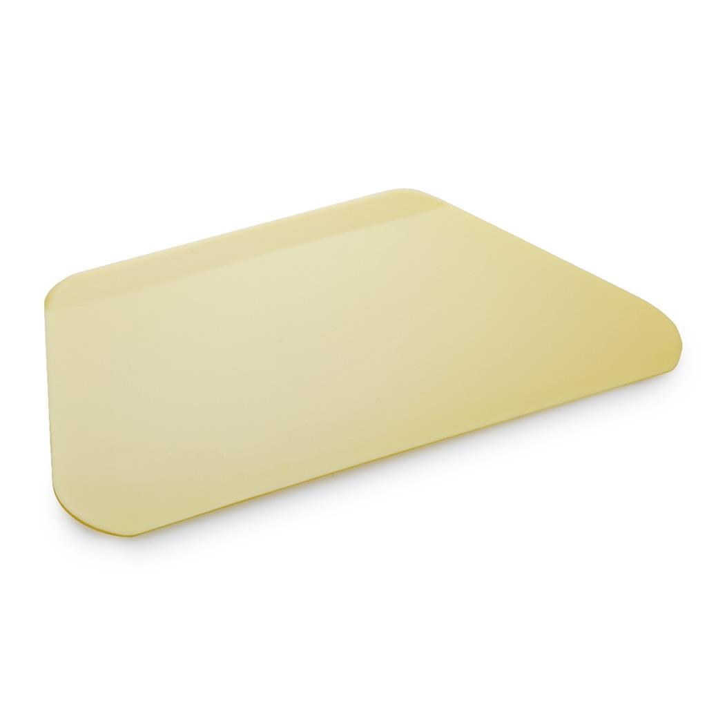 Raschietto grande in plastica, specifico per tagliare l'impasto, con impugnatura, colore beige *con angoli smussati