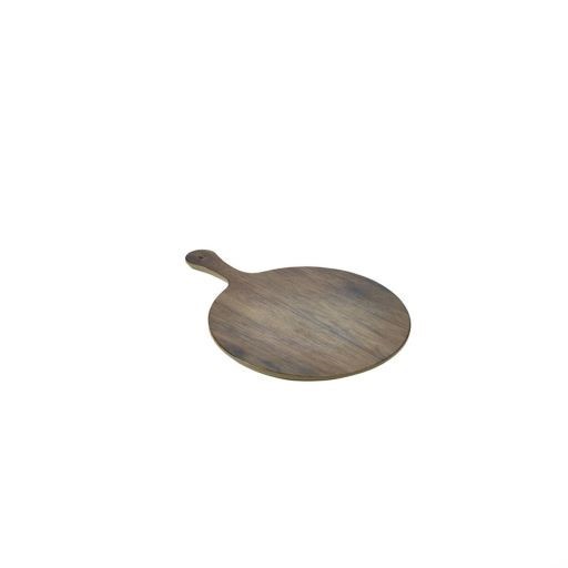 Tagliere rotondo in laminato plastico, diametro 34cm color effetto legno scuro